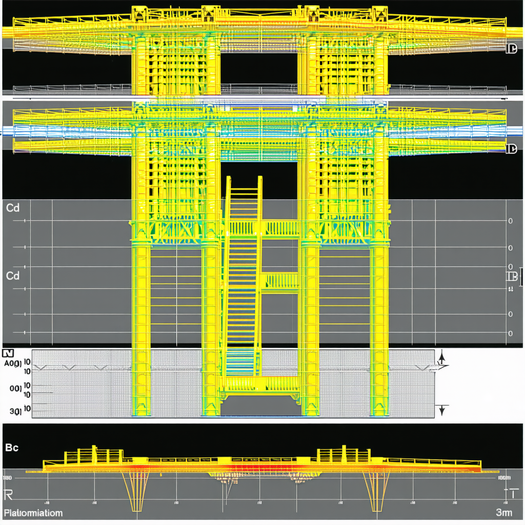 computer-generated drawing large yellow structure