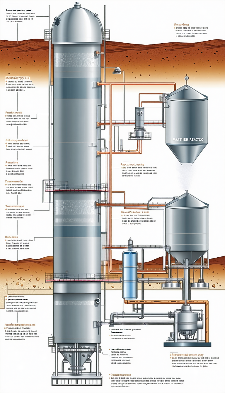 The Image Is A Diagram Of A Chemical Plant, Showing The Process Of Creating A Product