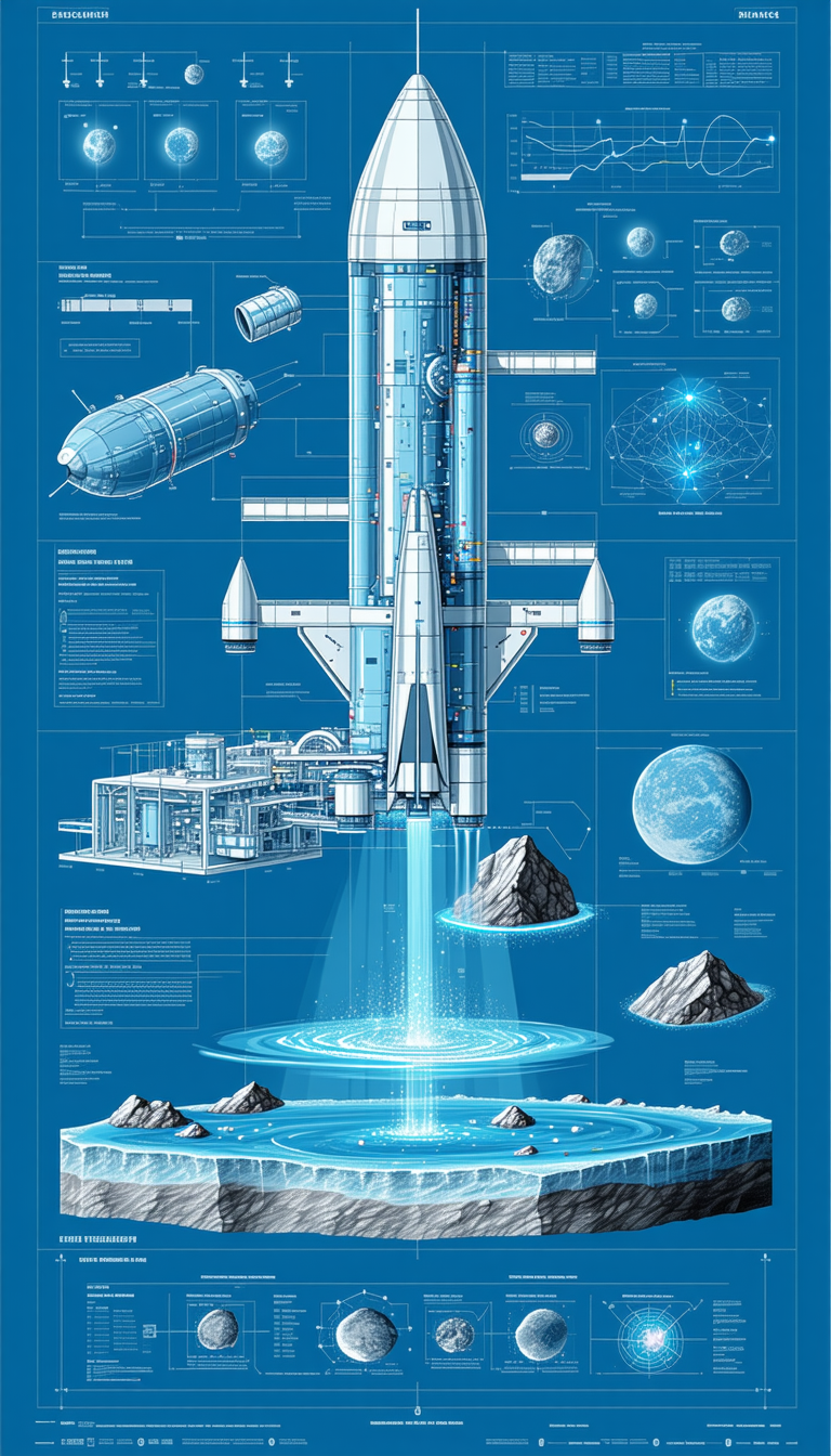 A Large Blue Spacecraft Is Shown In A Diagram, With A Smaller Spacecraft Attached To The Side