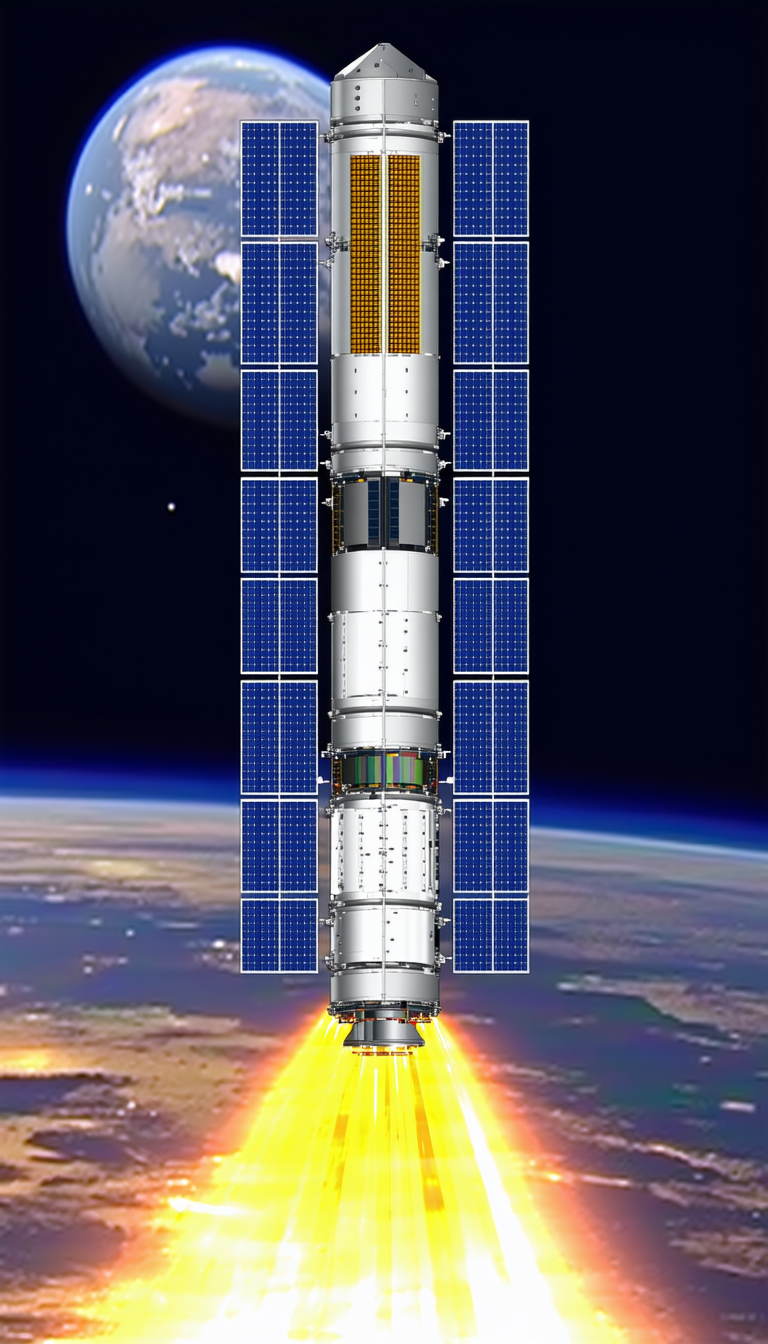 A Space Shuttle Is Shown In The Image, Flying Through The Sky With Its Solar Panels Open