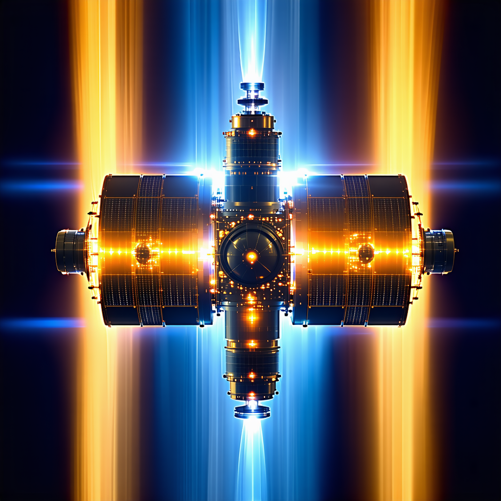 A Large, Brightly Lit Engine With A Yellow Glow