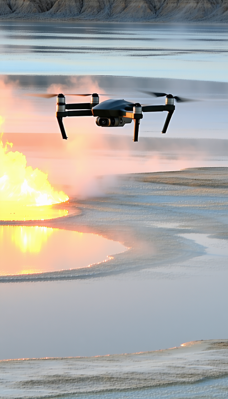 A Drone Is Flying Over A Lake, Capturing The Scene Below