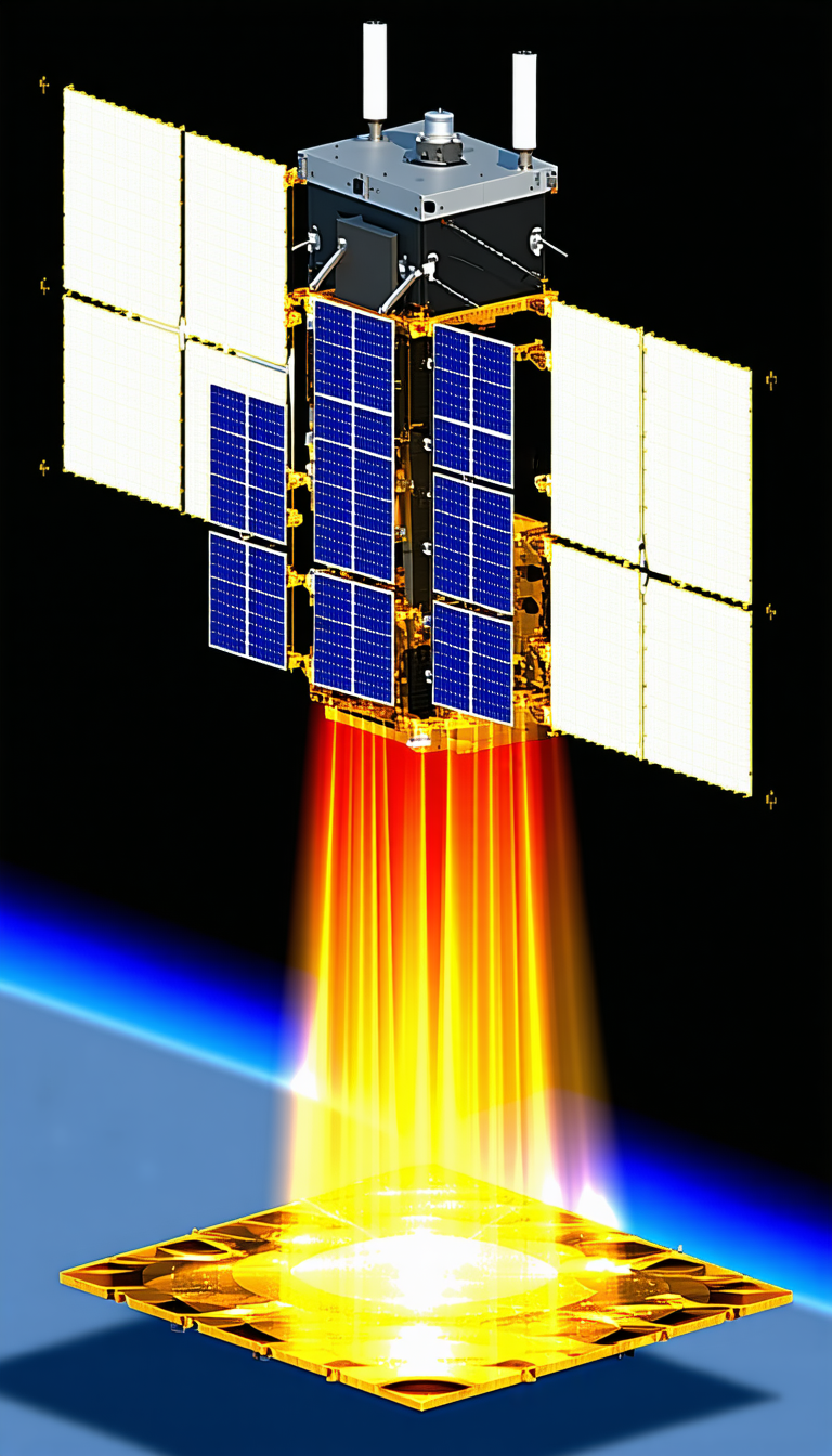 A Spacecraft With A Large Solar Panel On Its Side