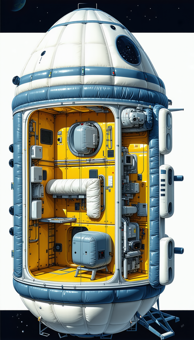 A Large, Yellow And Blue Spacecraft Is Shown In A 3d Model