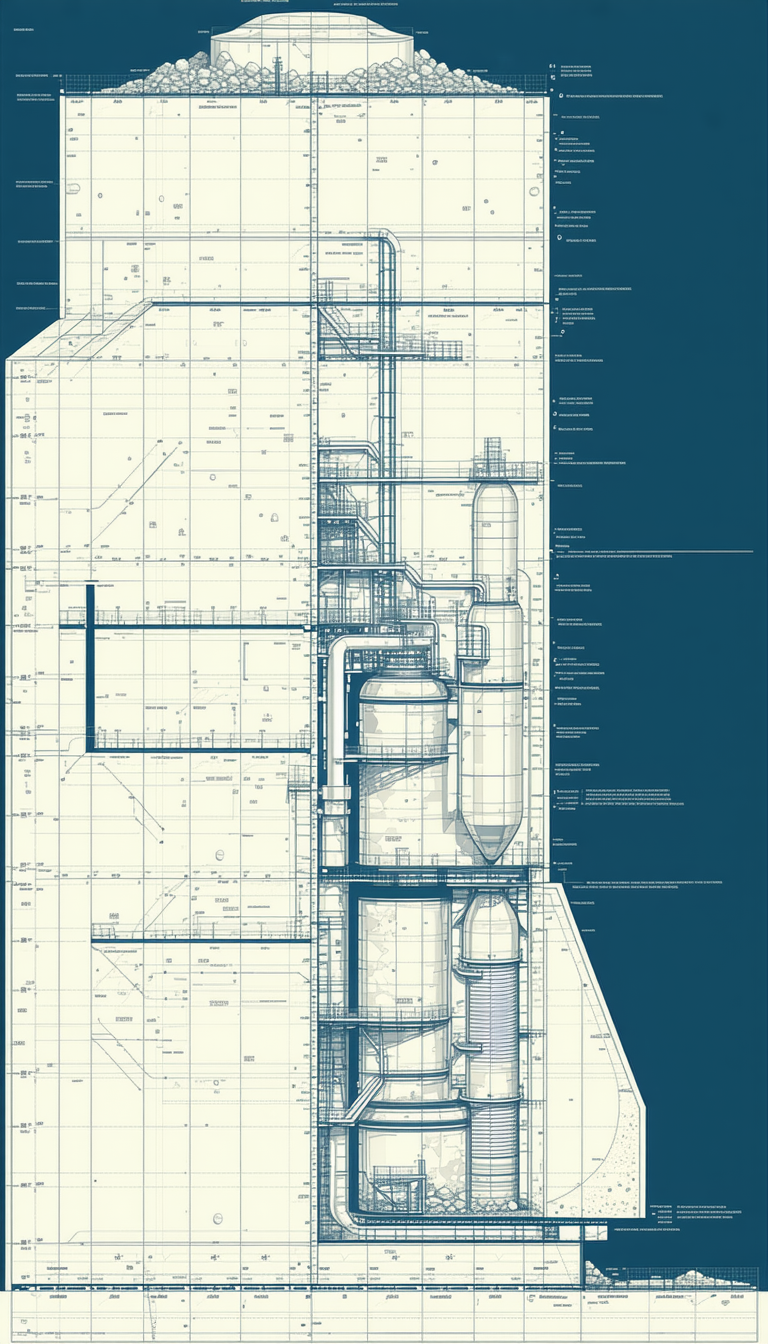A Large Blue Drawing Of A Building Is Displayed