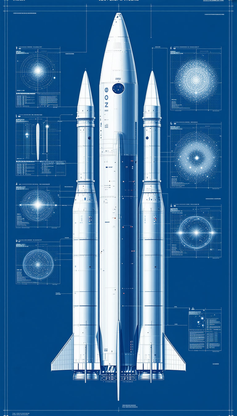 A Large Space Shuttle Is Shown In A Blue And White Diagram