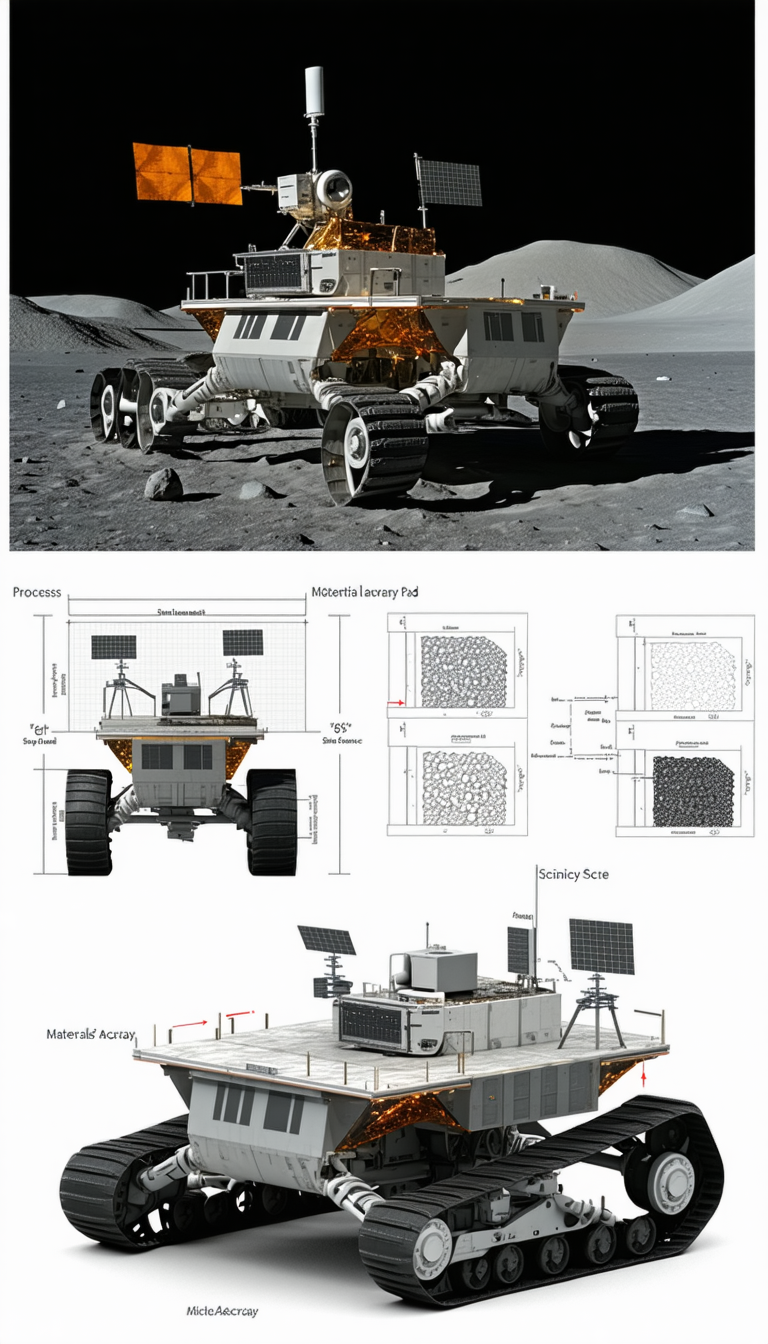 The Image Is A Diagram Of A Rover Vehicle, Likely A Mars Rover, With Various Parts Labeled