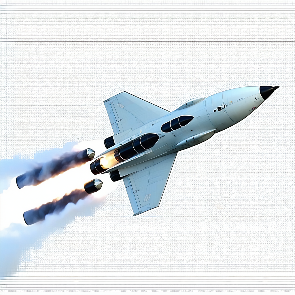 A White Jet Is Flying Through The Sky, Leaving A Trail Of Smoke Behind It