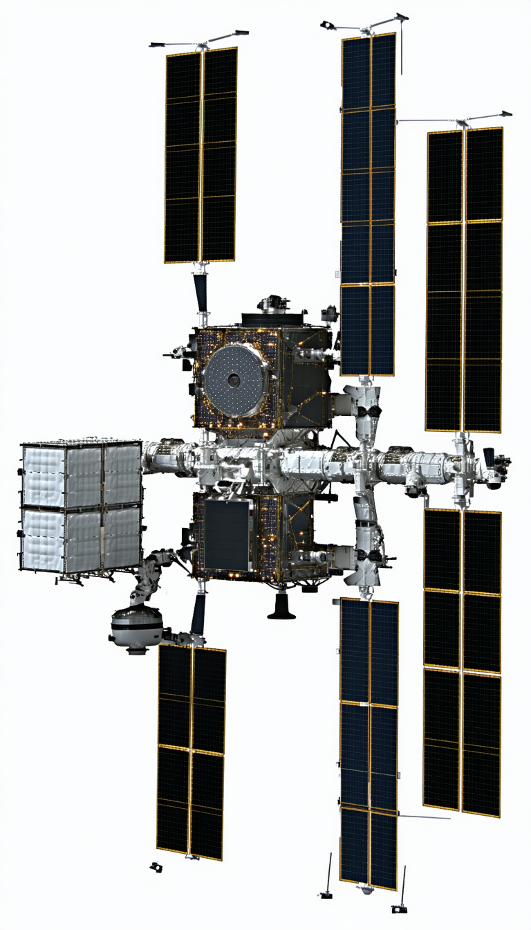 large spacecraft shown white background