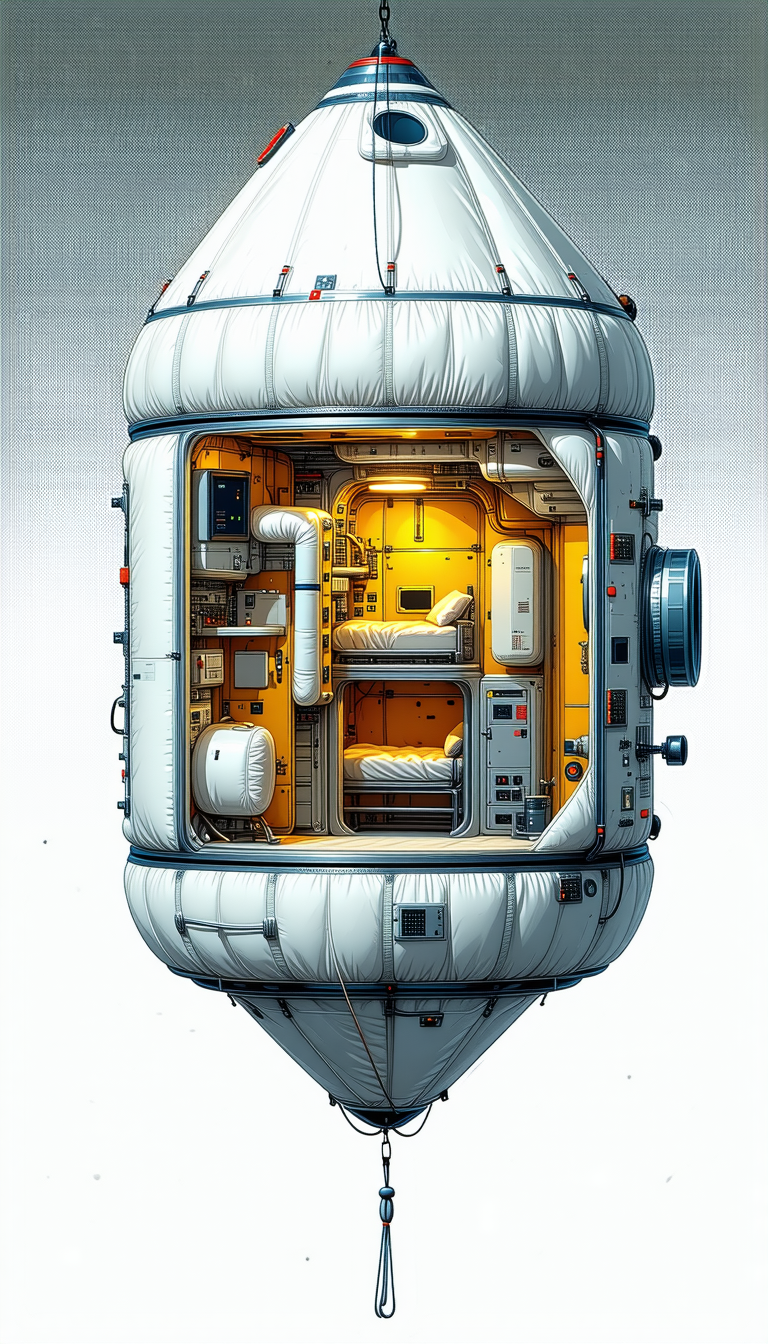 In The Image, There Is A Large White Spacecraft With A Yellow Interior