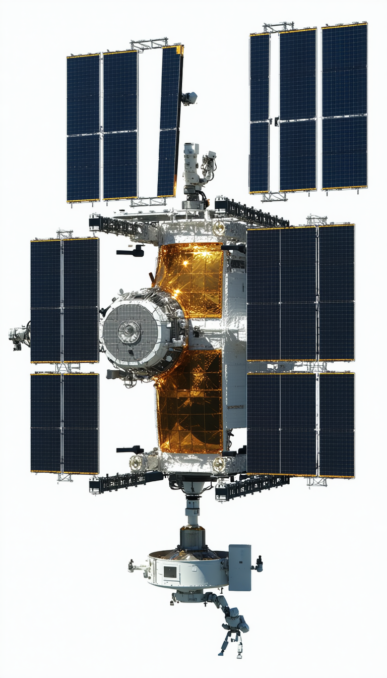 A Large Spacecraft With A Prominent Dome On Top