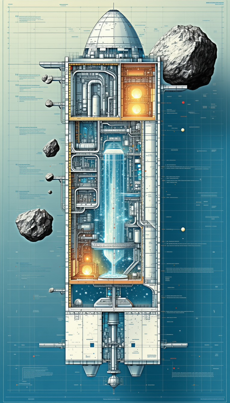 In This Image, There Is A Large, Detailed Drawing Of A Space Station