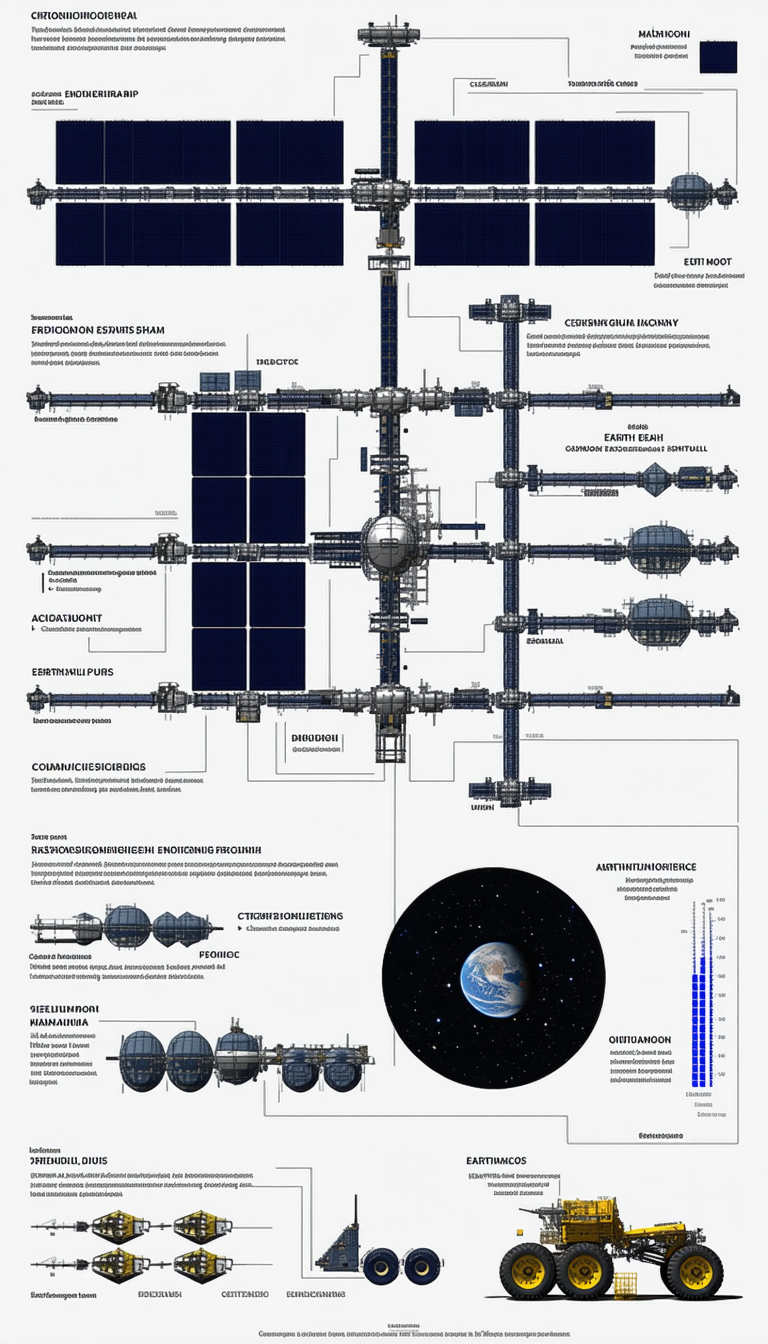 A Poster Is Displayed With A Diagram Of A Space Station