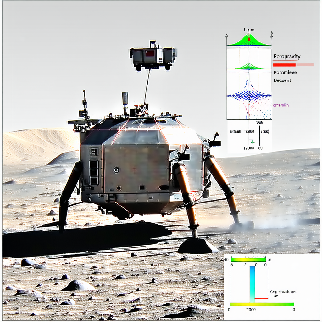 A Robotic Spacecraft Is Shown On A Rocky Surface, With A Dusty Trail Behind It