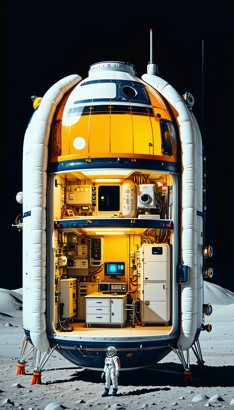 A Large White Spacecraft With A Yellow Dome On Top