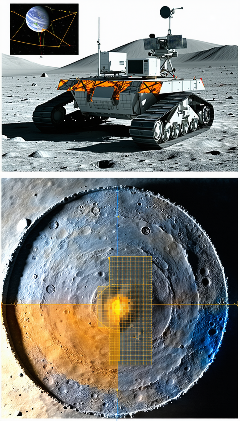 A Large, White, And Orange Vehicle, Possibly A Tank Or A Rover, Parked On A Rocky Surface