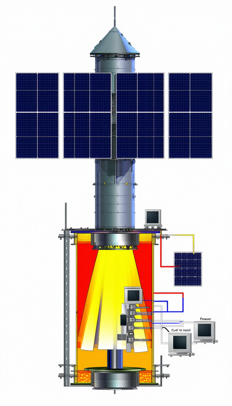 The Image Is A Drawing Of A Space Station With A Solar Panel On The Side