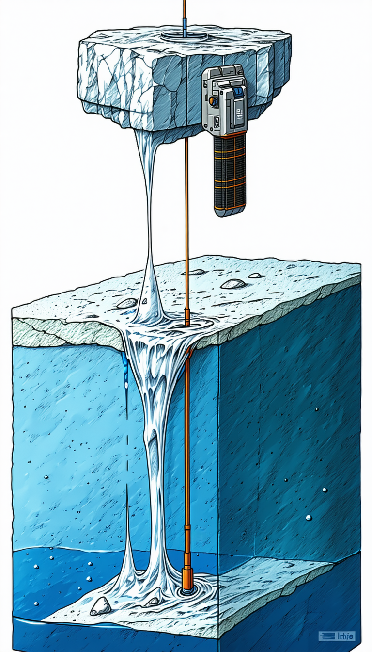 A Cartoon Drawing Of A Blue Iceberg Is Shown With A Red Wire Coming Out Of It