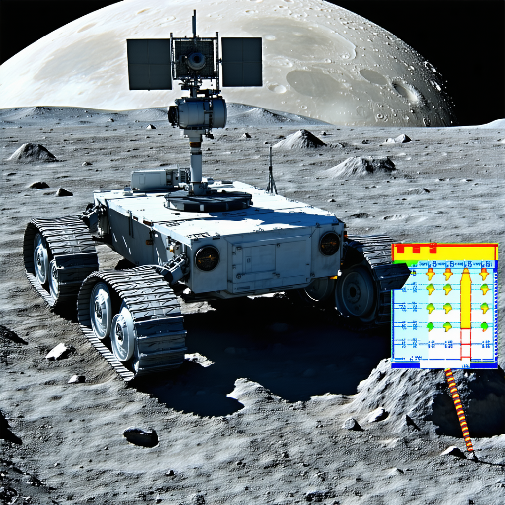 A White Robotic Vehicle, Possibly A Rover, Parked On A Rocky Surface