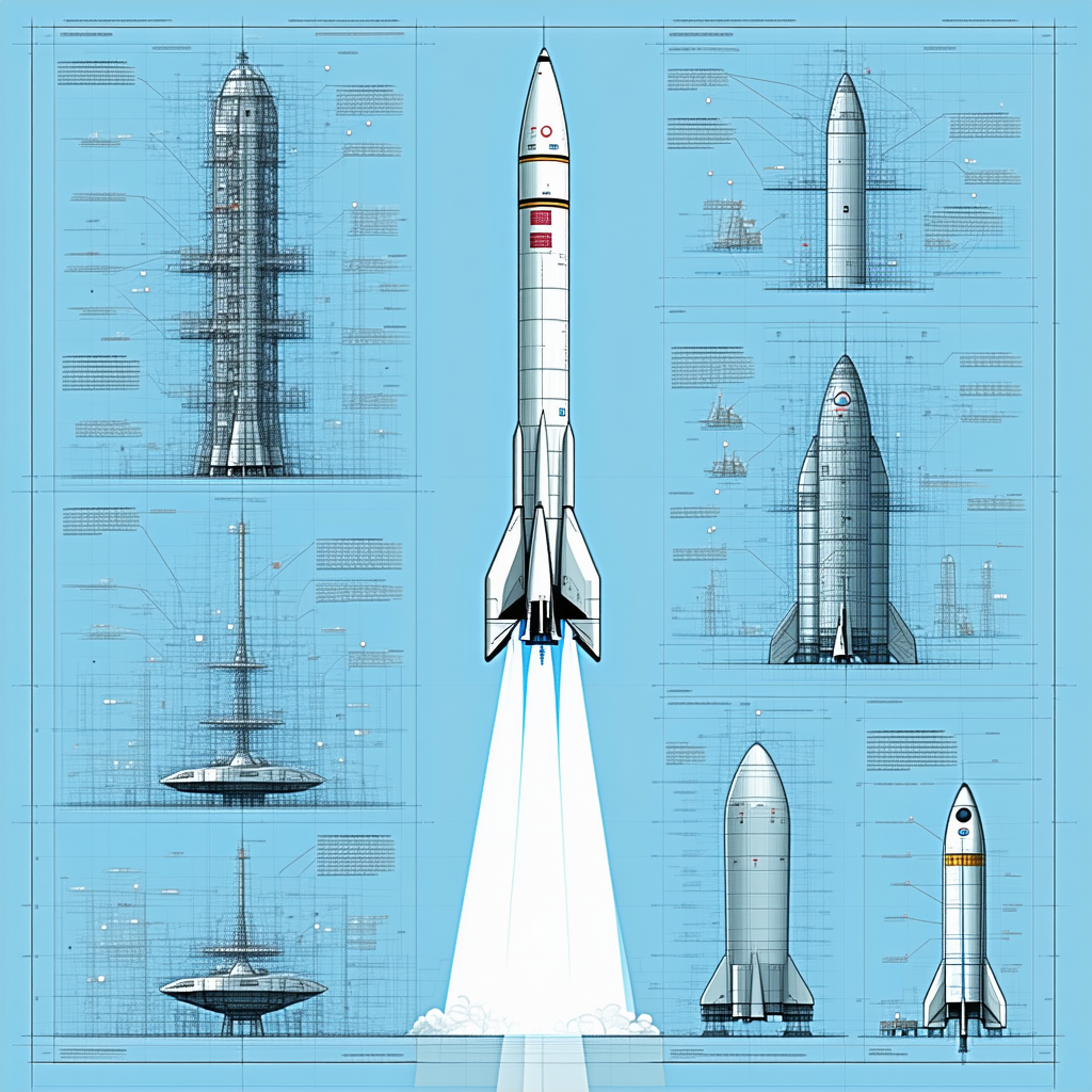 A Blue Poster Displays A Variety Of Spacecraft, Including A Rocket And A Space Shuttle
