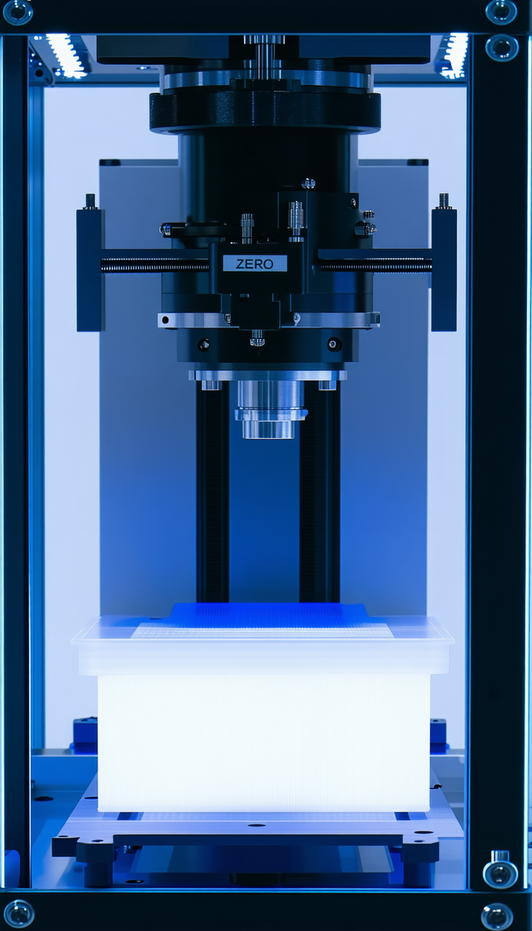 A Black And Blue Machine With A Large Lens On Top