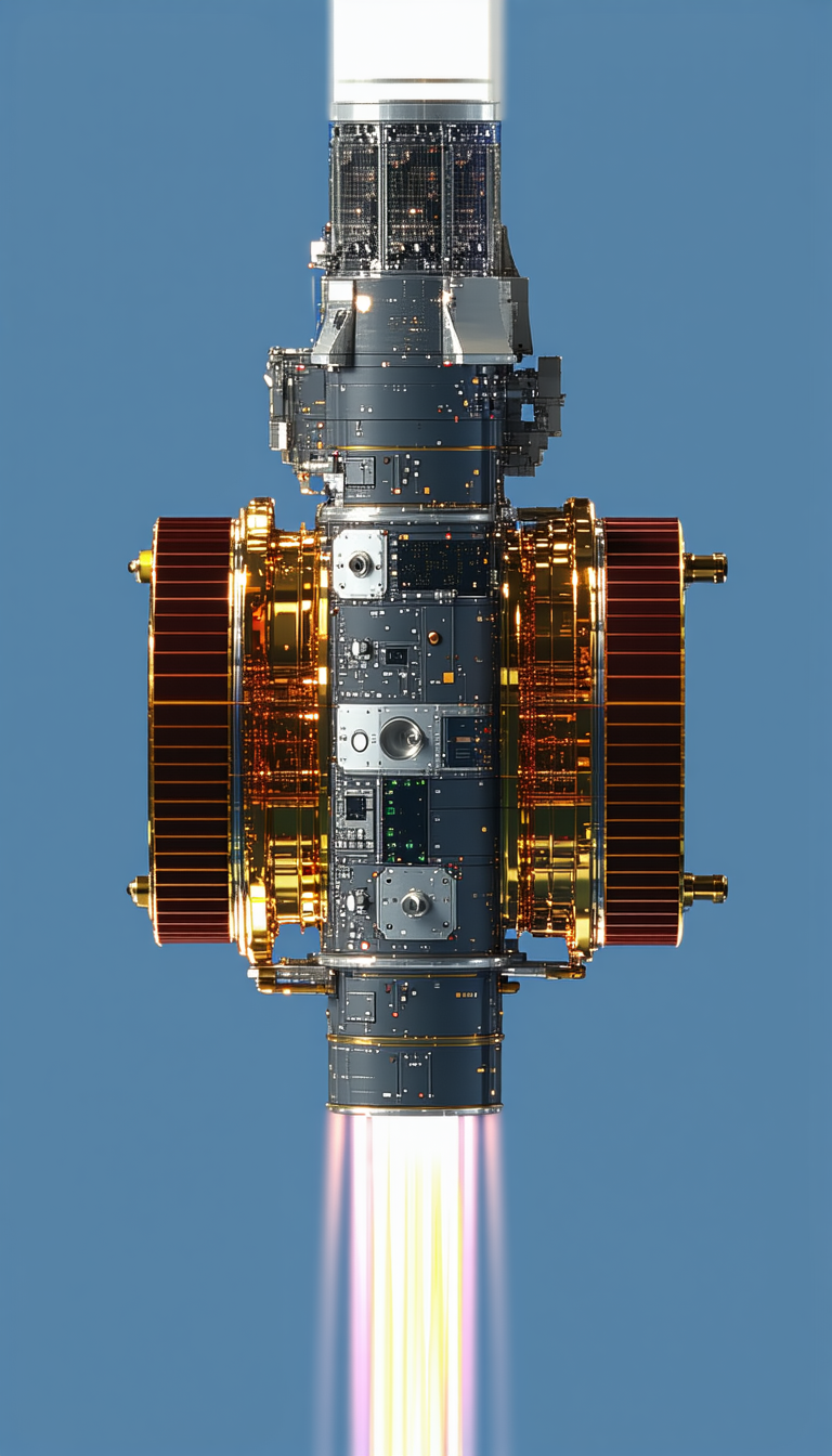 A Large, Shiny Engine With A Blue Background
