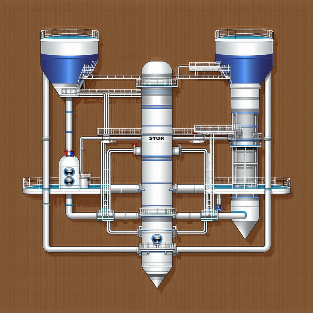 The Image Is A Detailed Drawing Of A Factory With A Large Number Of Pipes And Tubes
