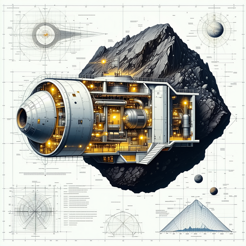 The Image Is A Detailed Drawing Of A Spacecraft, Showcasing Its Various Components