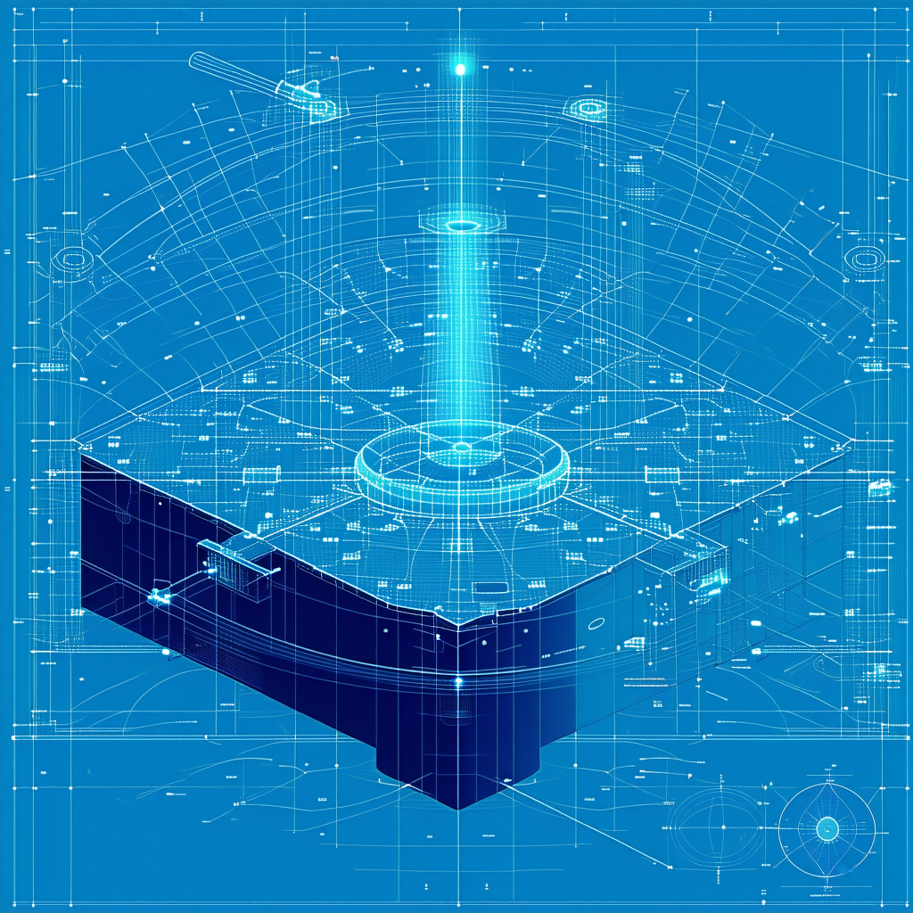 A Blue And White Drawing Of A Computer Is Shown