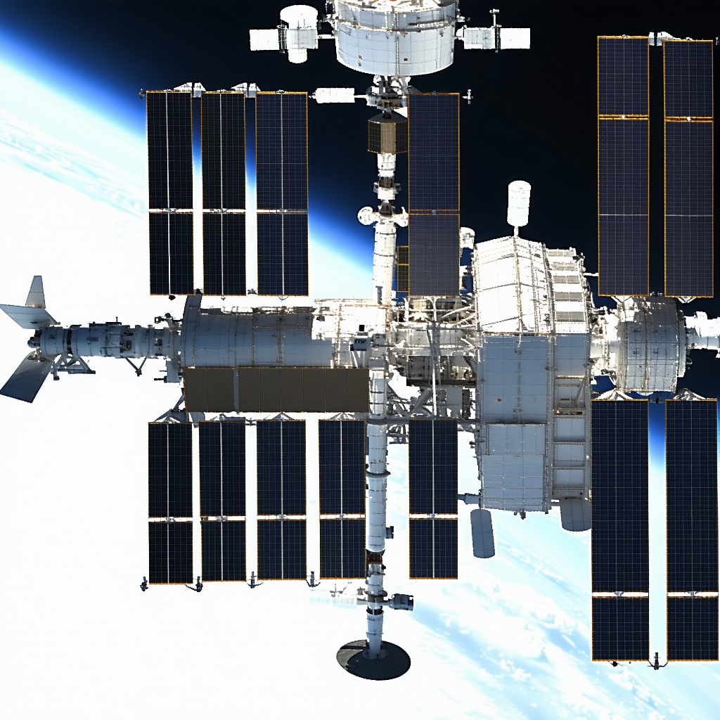 A Large Space Station With A Prominent Solar Panel On Its Side
