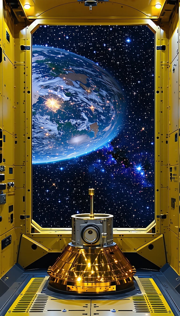 A Large, Round Window With A Stunning View Of The Universe