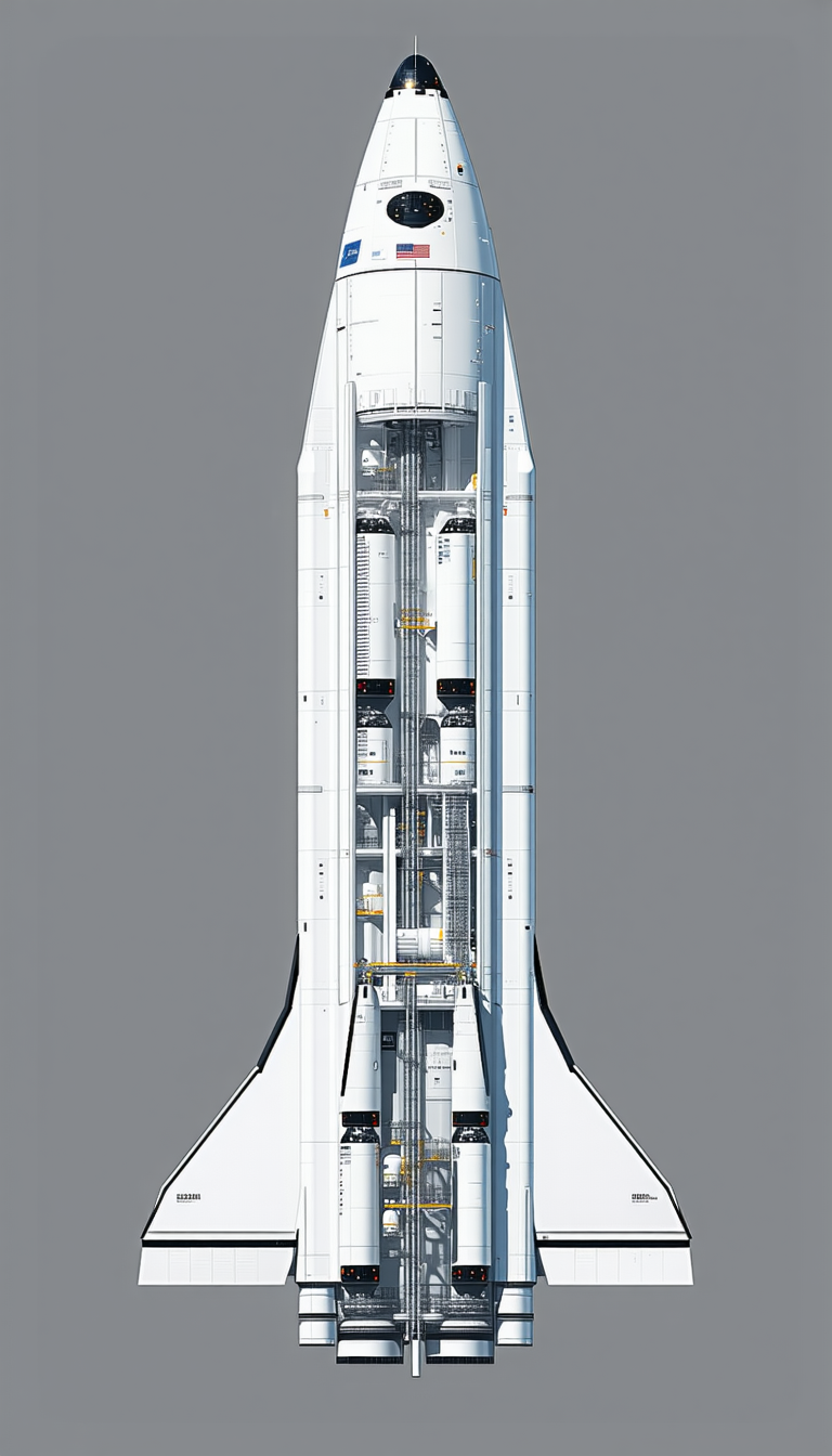 A Large White Space Shuttle Is Shown In A White Background
