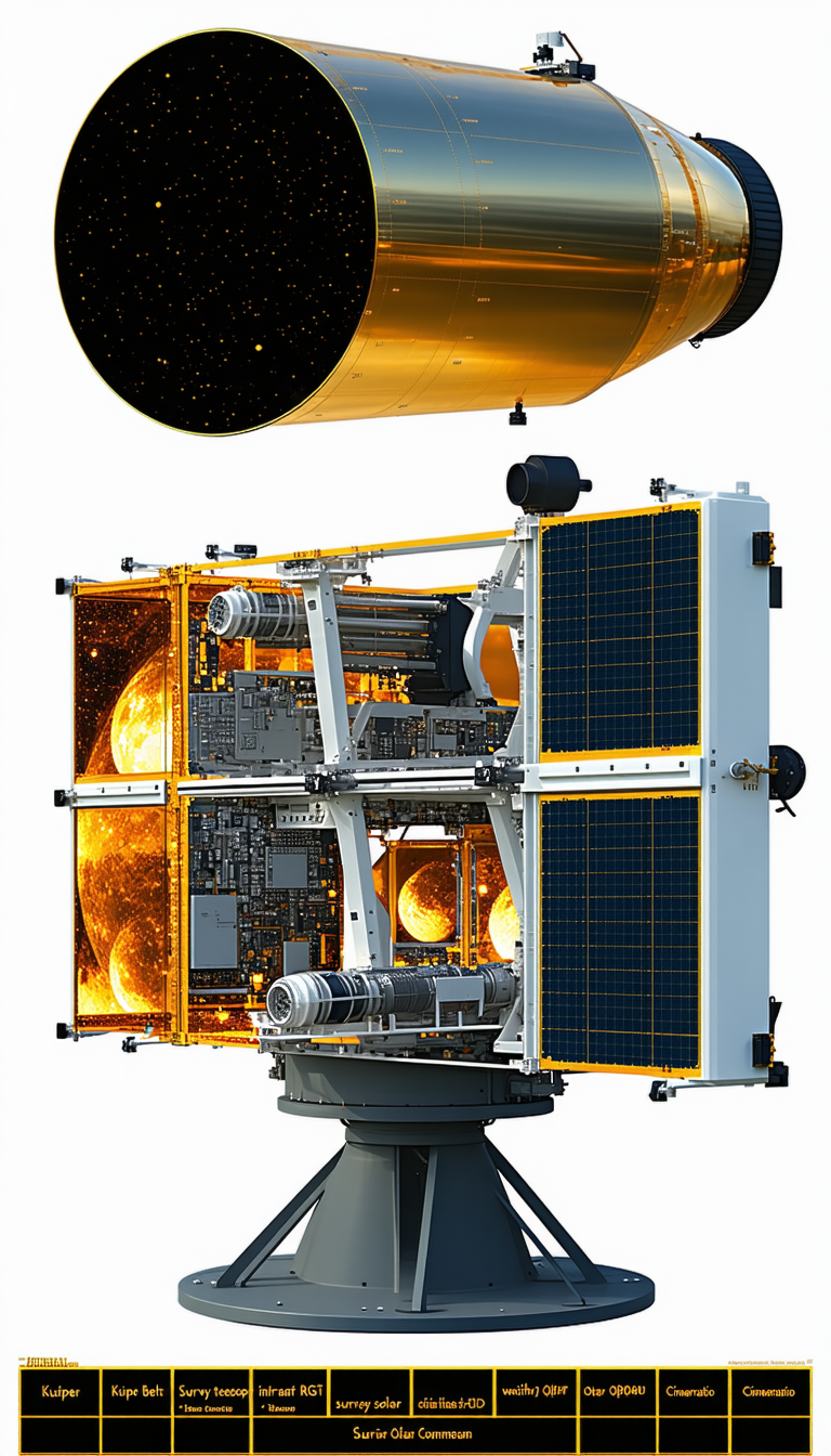 A Large Satellite Is Shown In A Close-up View, With A Smaller Satellite Visible In The Background