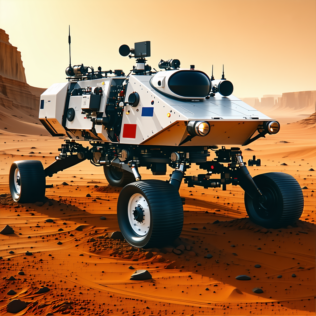 A Futuristic Vehicle, Possibly A Spacecraft Or A Rover, Parked On A Dirt Surface