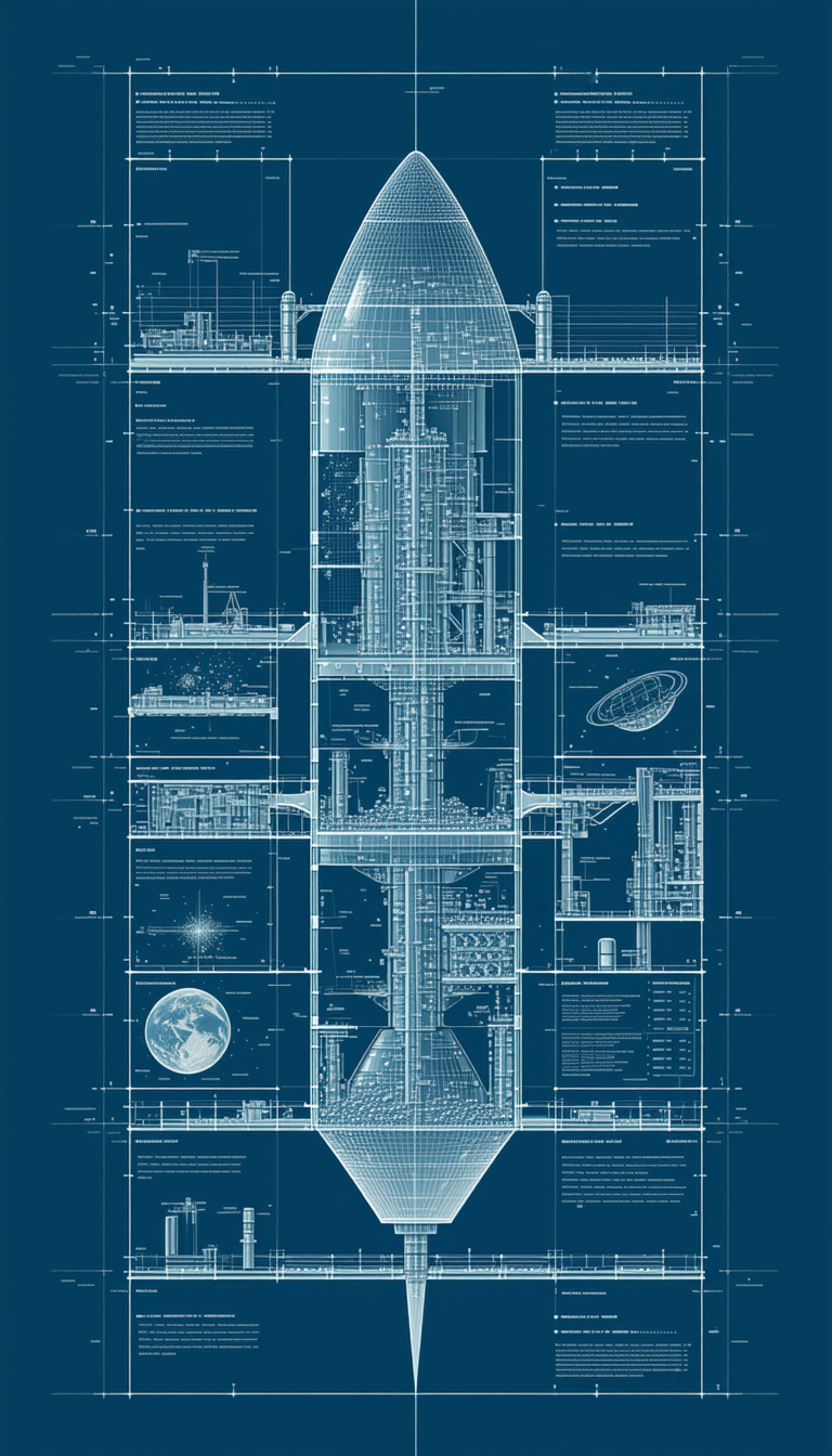 A Blue And White Drawing Of A Space Shuttle Is Displayed