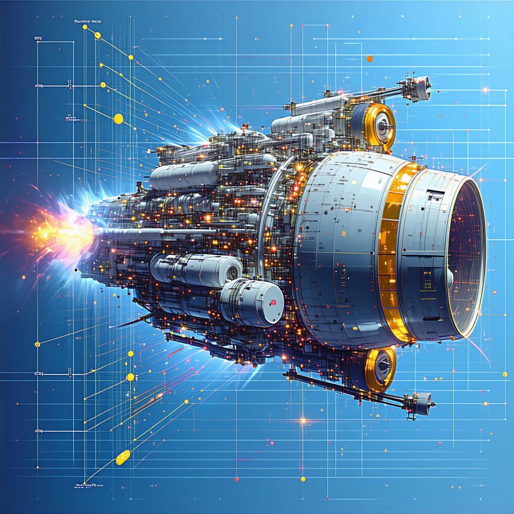 The Image Is A Futuristic Illustration Of A Spacecraft, Possibly A Rocket Or A Space Shuttle