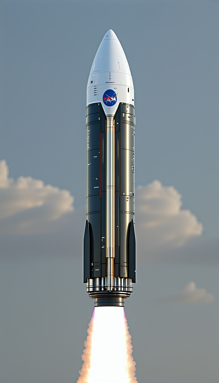 A Large Rocket Ship With A Space Shuttle On Top Of It