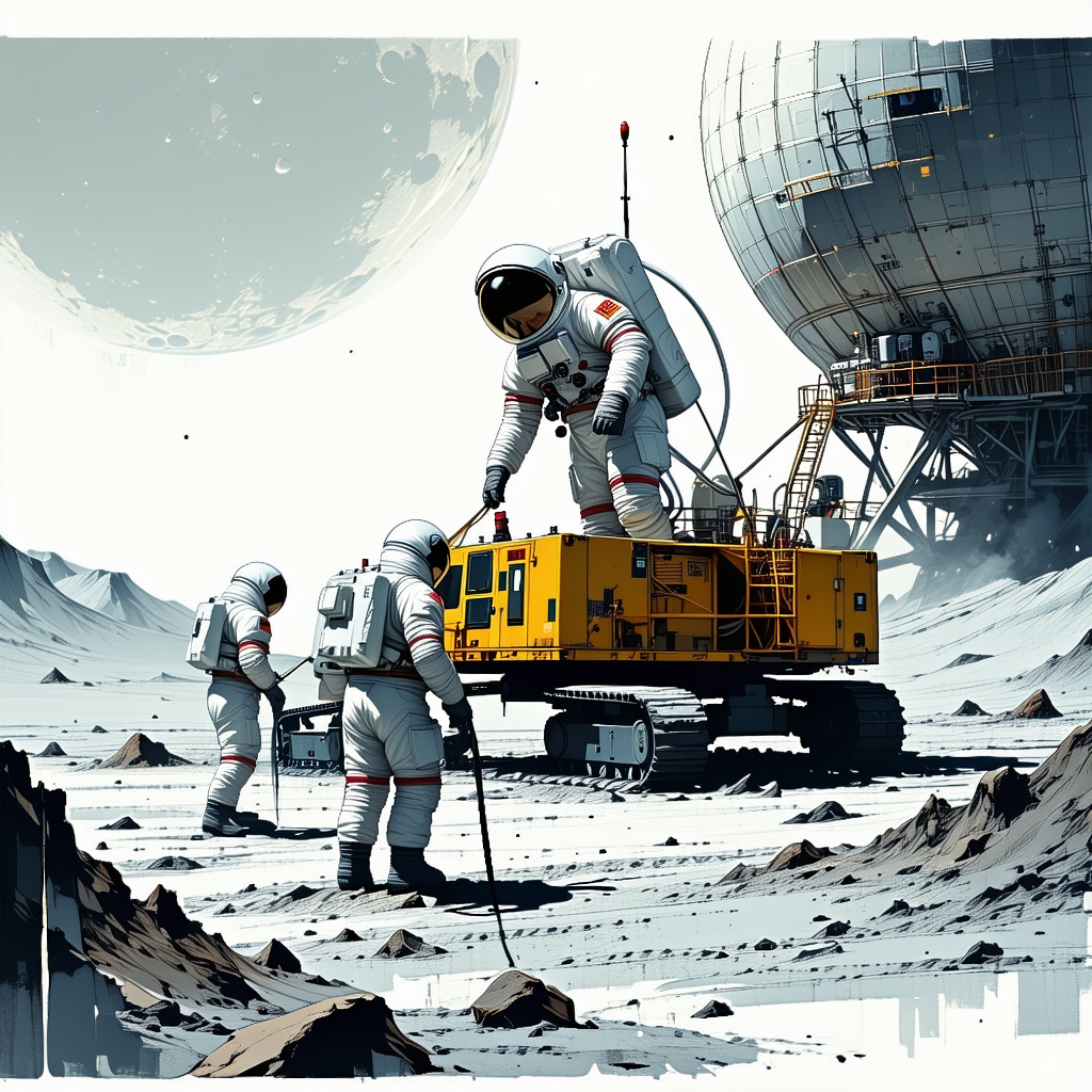 In The Image, There Are Three Astronauts Standing On A Rocky Surface, Possibly On The Moon