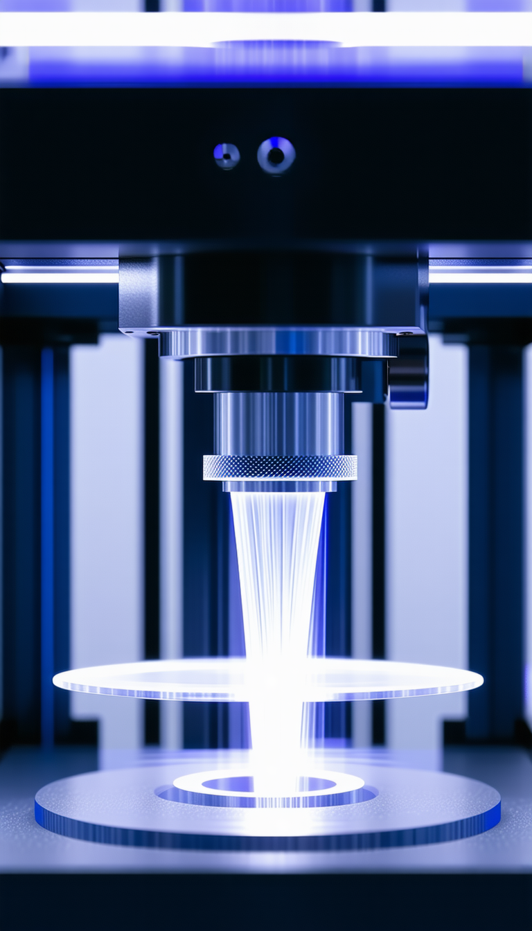 A Machine With A Blue Light, Which Is Casting A Blue Glow On The Surrounding Area