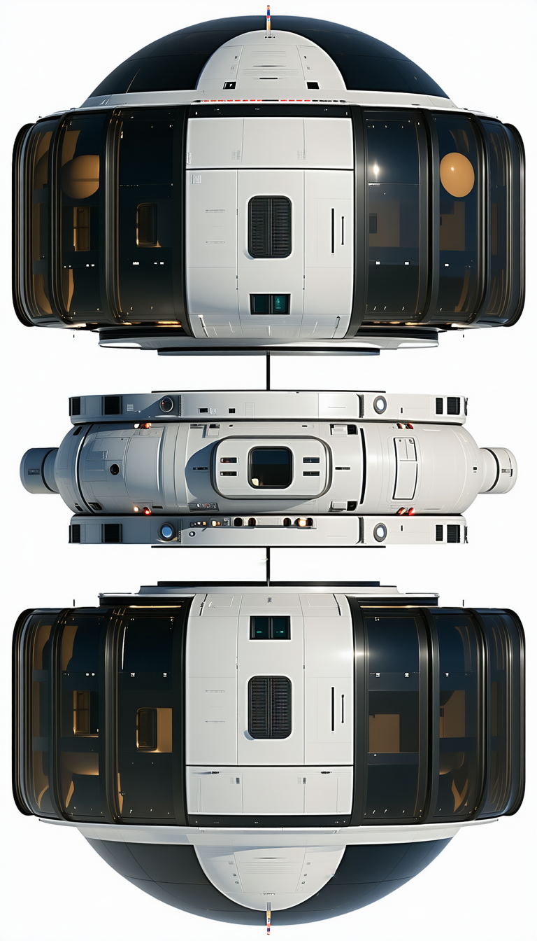 A Large White Spacecraft With A Hollowed-out Center