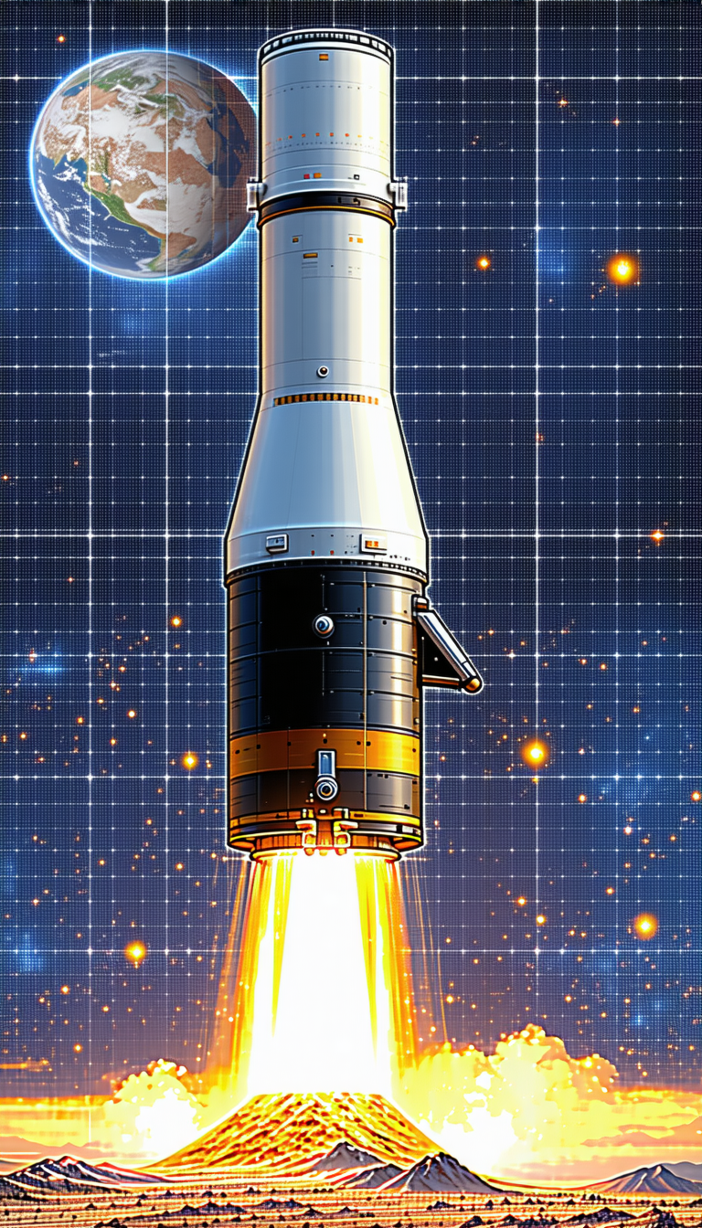 A Rocket Is Shown In A Cartoon-like Drawing, With A Bright Yellow And Orange Color Scheme