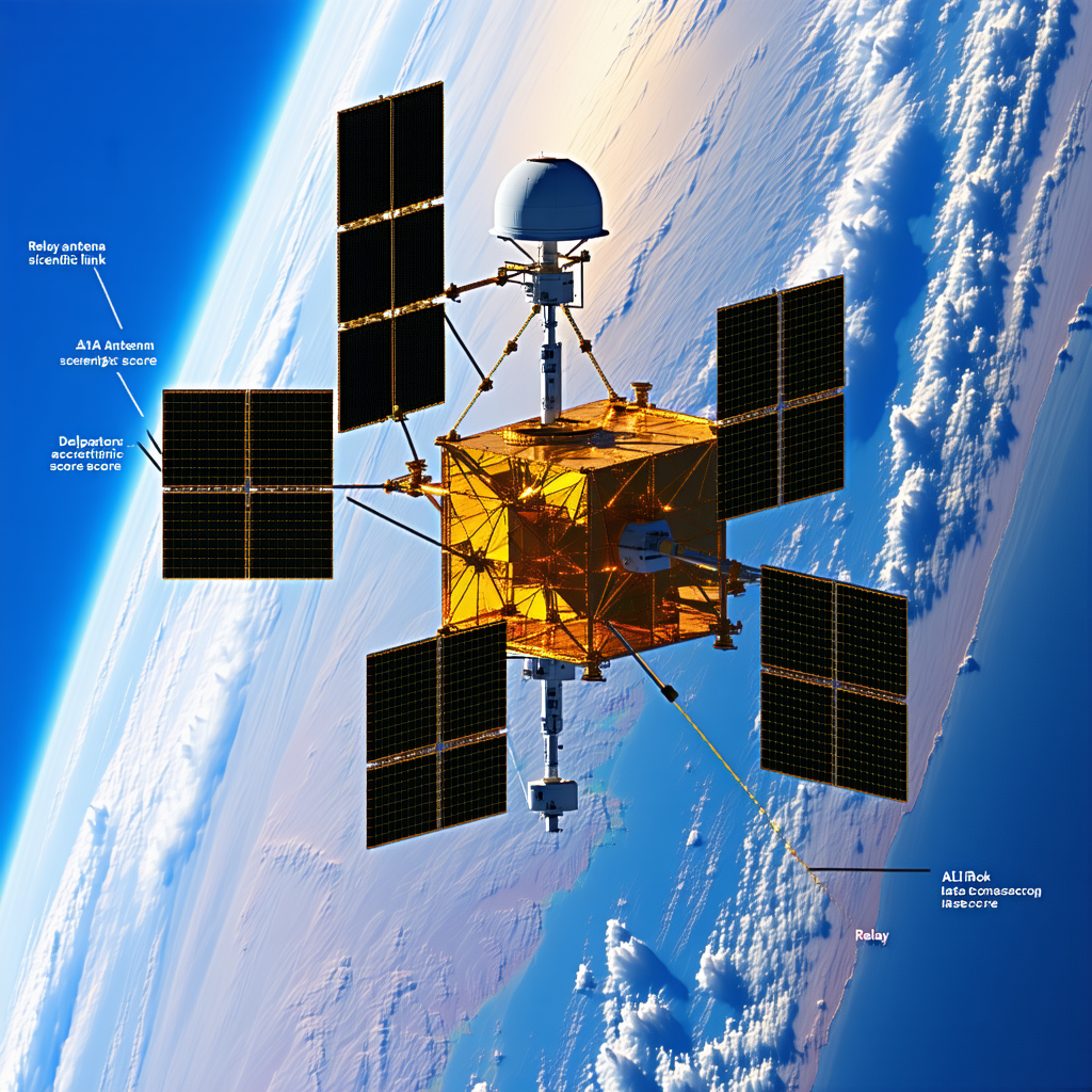 A Spacecraft With A Large Satellite Dish On Top Of It