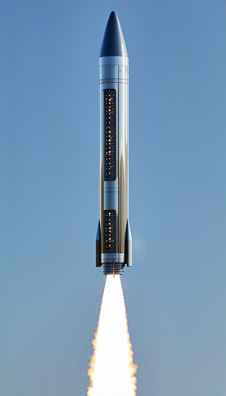 A Rocket Launching Into The Sky, With Its Powerful Engine Propelling It Upwards