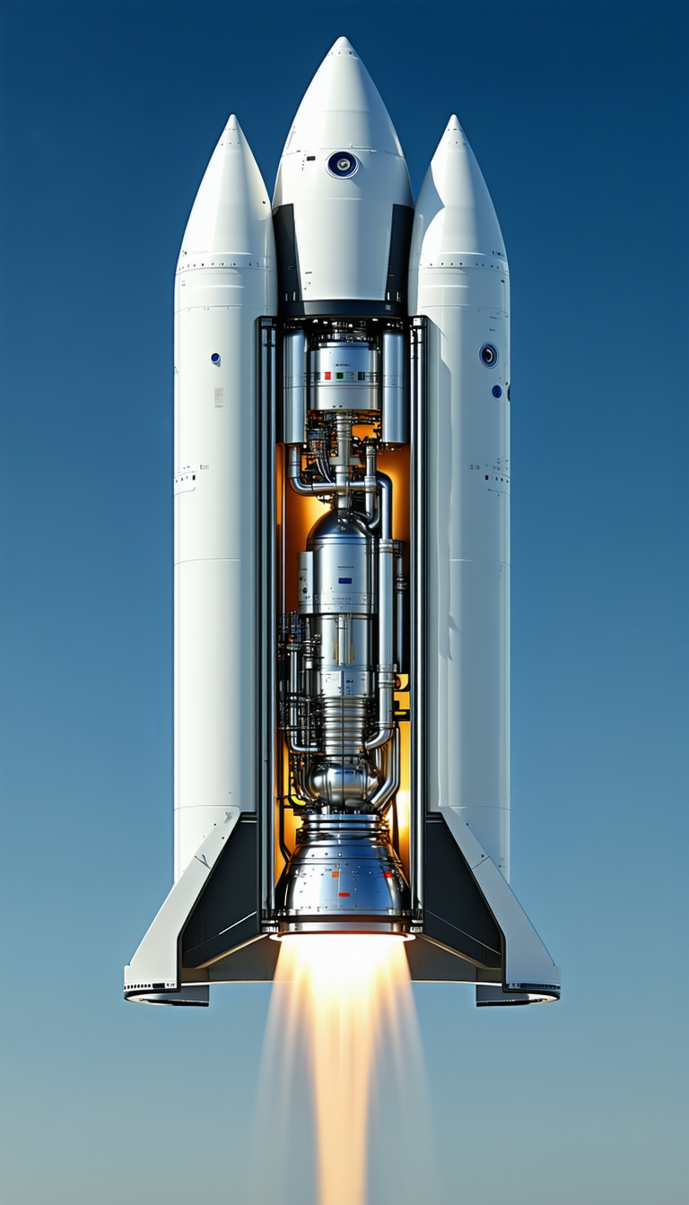 A White Rocket Ship Is Shown In A Close-up View