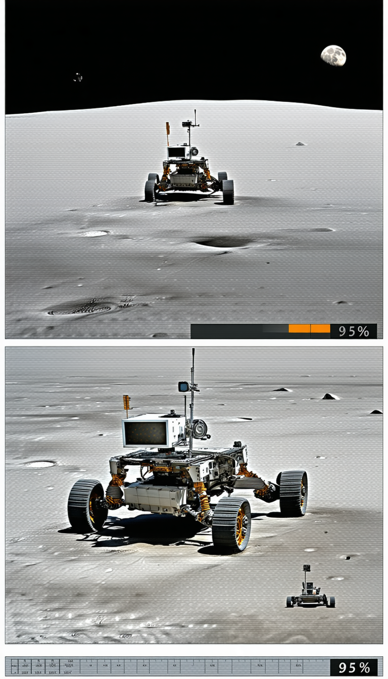 A White Robotic Vehicle Driving On A Sandy Surface