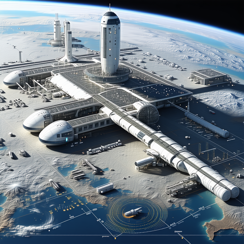 In The Image, There Is A Large Space Station With A Central Tower