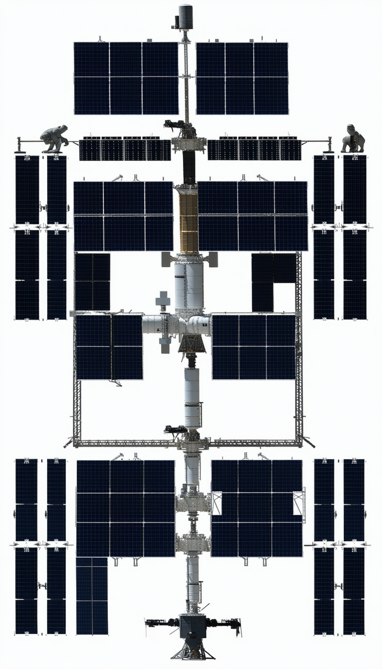 white drawing space station