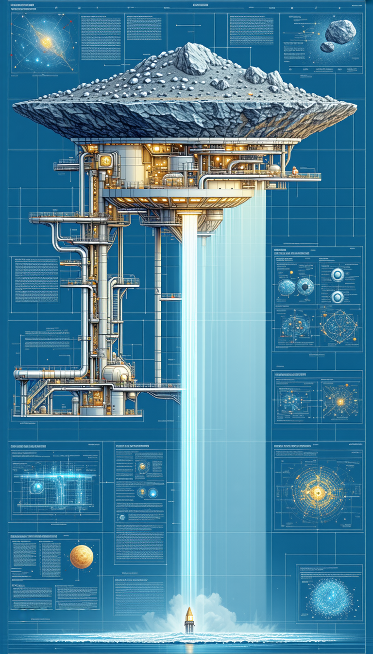 A Blue And White Drawing Of A Large Structure Is Displayed