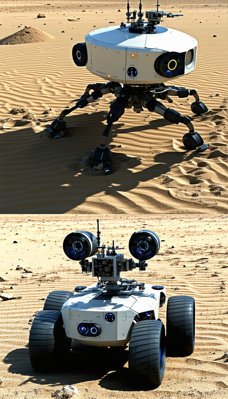 A White Robotic Vehicle With A Large Camera On Its Front