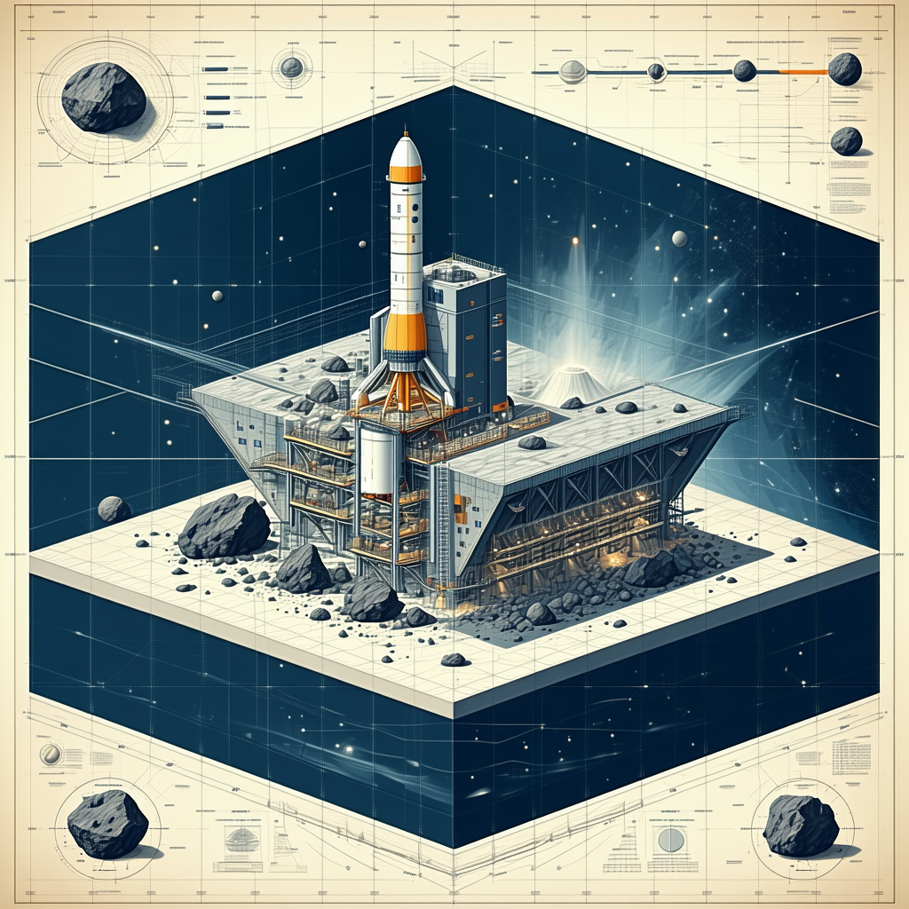 The Image Is A Detailed Illustration Of A Space Station, Which Is A Large